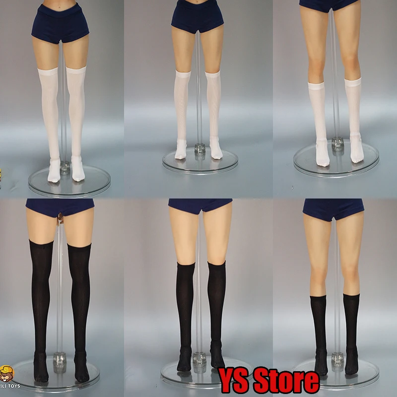 HAILI TOYS 1/6 Scale Female Soldier Black White Long Short Over Knee Stockings Clothes Accessory For 12