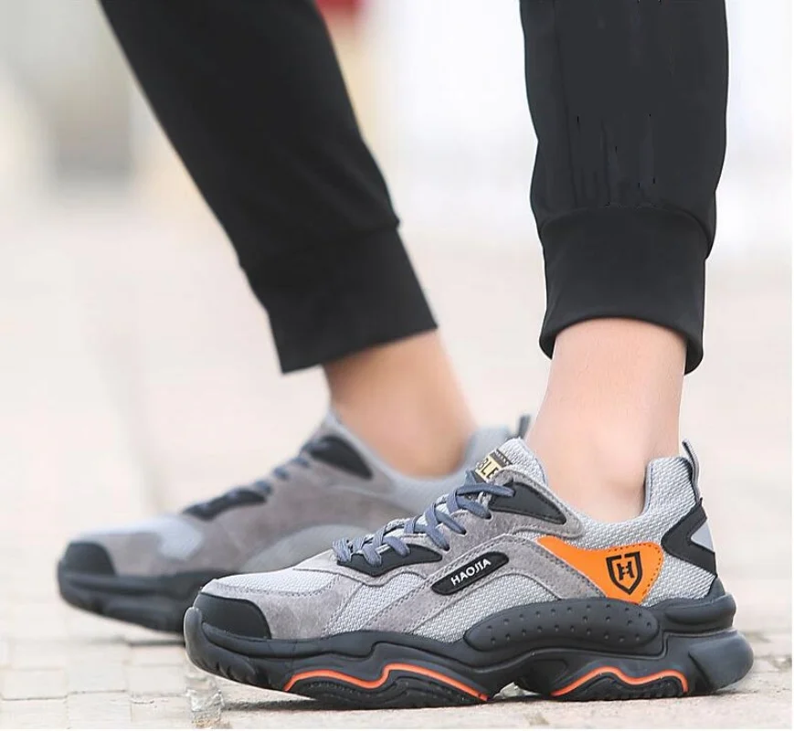 

2025 Slip On Safety Shoes Work Boots Steel Toe Men Non-Slip Lightweight Breathable Industrial Shoes Anti shock Protective Boots