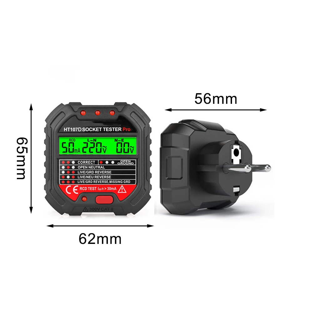 

Socket Tester With RCD Tester And Voltage Indicator Light For Fast And Accurate Testing Of Wiring And Residual Current Devices