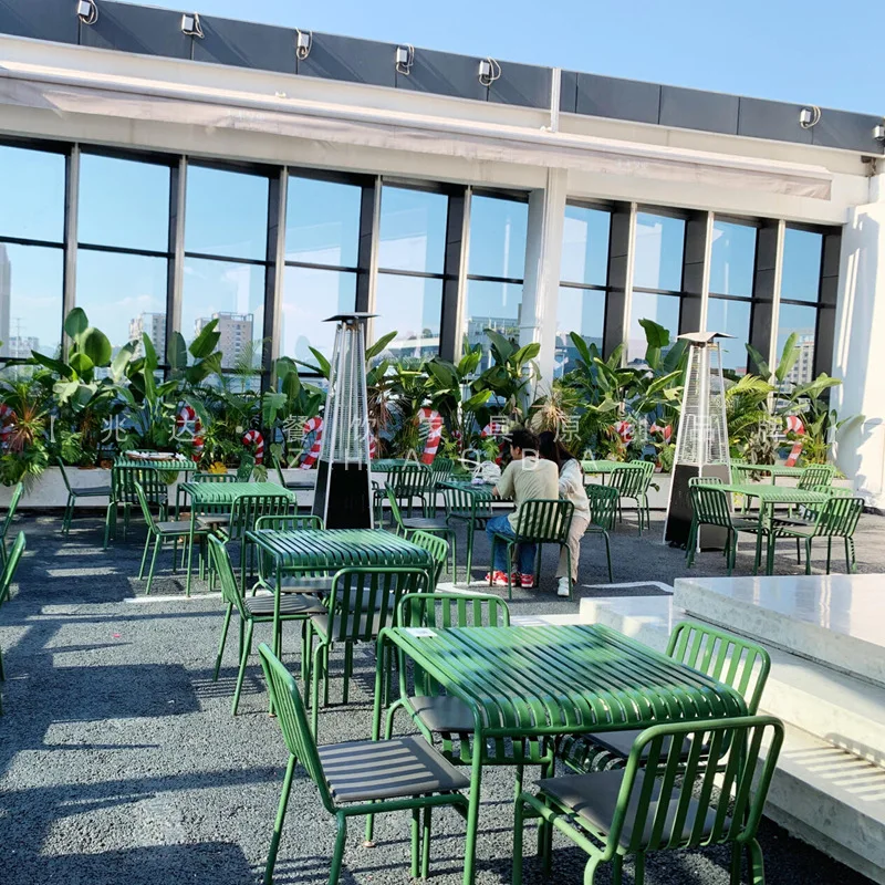 Leisure courtyard outdoor tables and chairs milk tea shop cafe table and stool wrought iron color open-air balcony table and cha