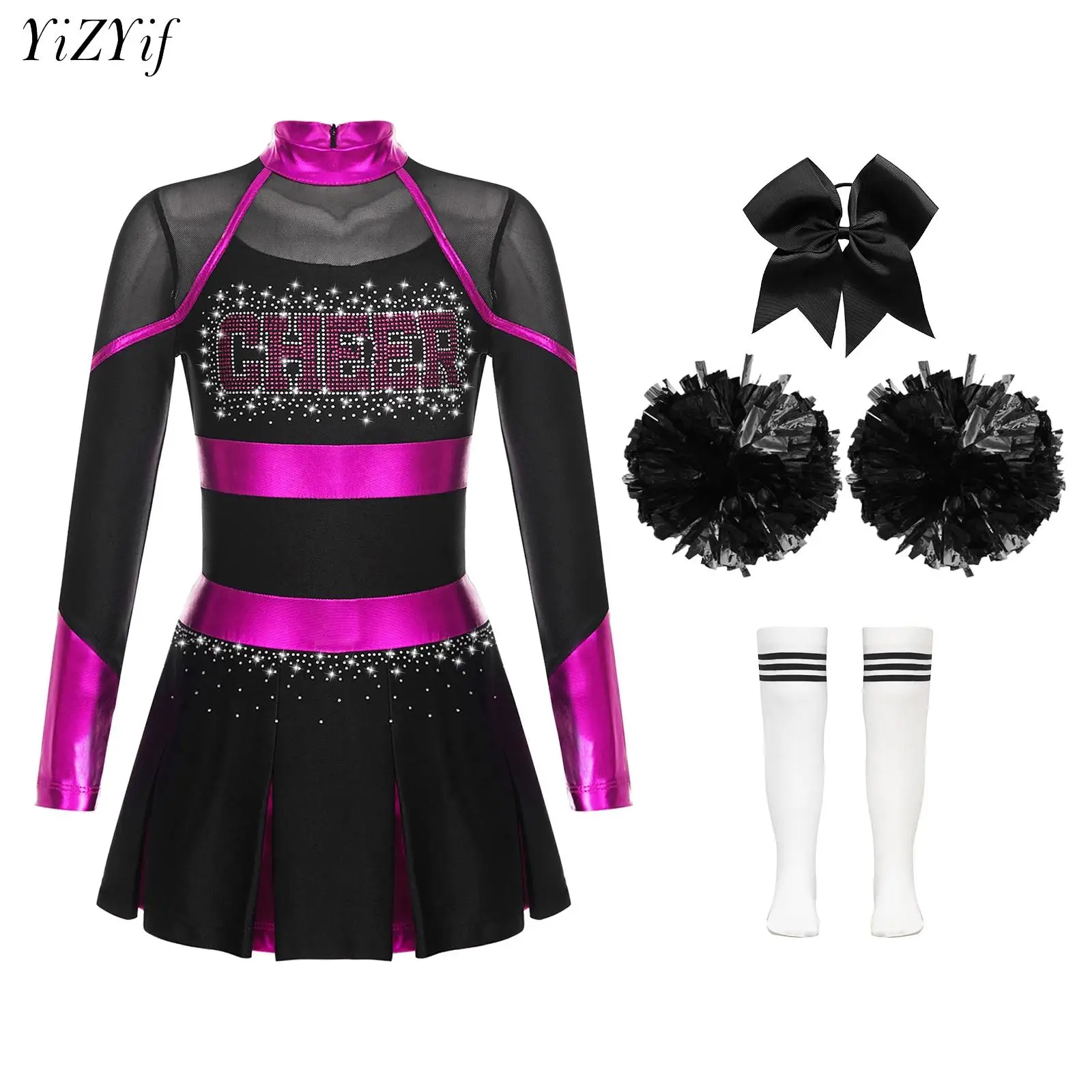 

Girls Cheerleader Costume Outfit High School Musical Cheerleading Uniform Kids Halloween Cosplay Party Dress Up Birthday Gifts