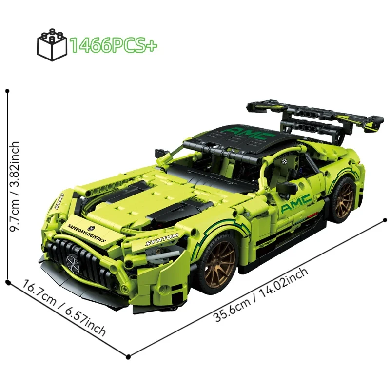 NEW Technical 1:14 Green AMG GT50 Racing Car Building Blocks Set - 1466PCS Model Kit for Adults Collectible Birthday Gift