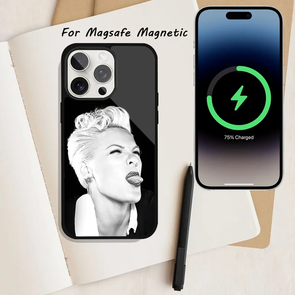Singer P-P!nk Trustfall Phone Case For iPhone 15 12 13 14 11 Pro Plus Max Magsafe Magnetic Wireless Charging shell