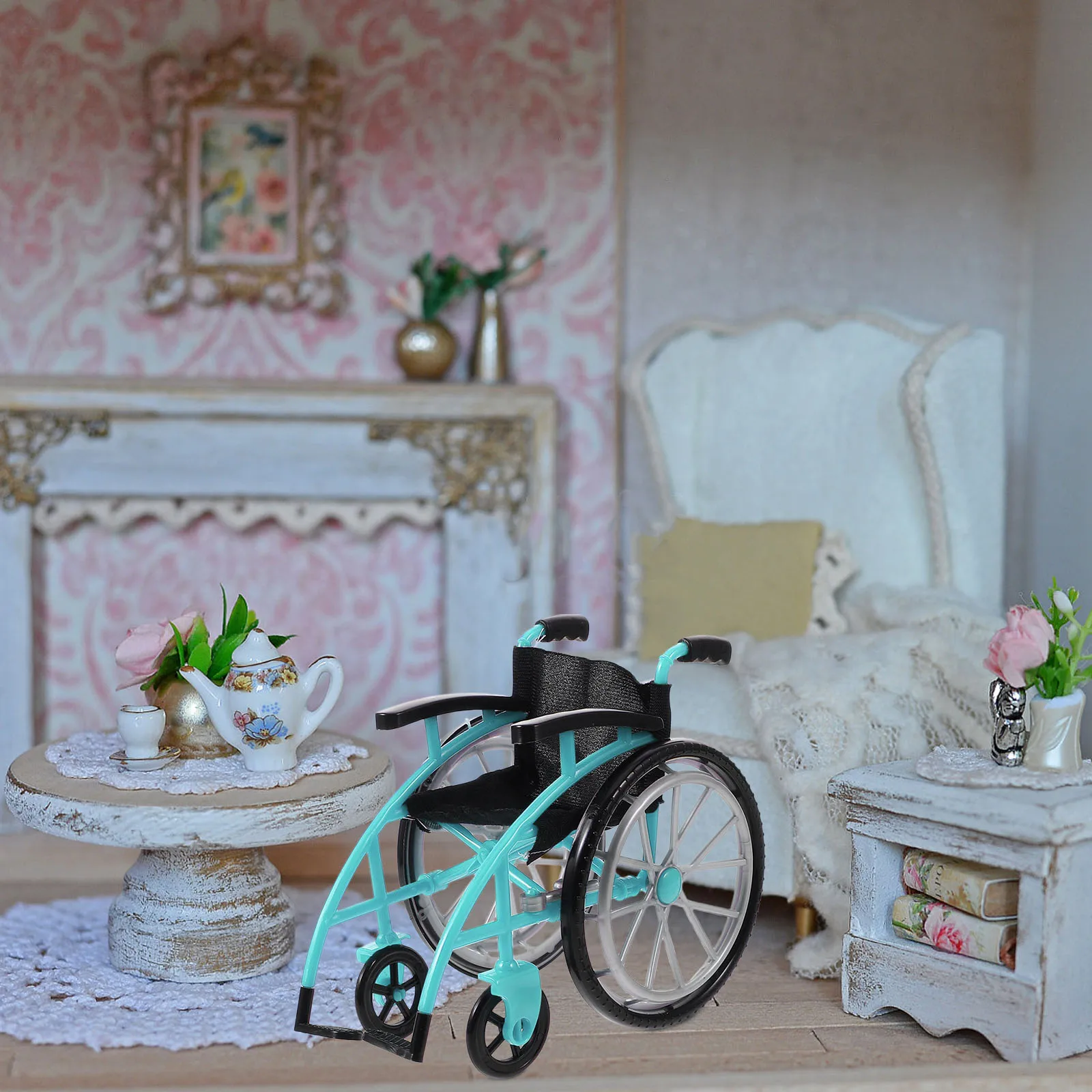 Realistico mini sedia a rotelle giocattolo Playset stampelle in miniatura modello mobili giocattoli finta di giocare accessorio per casa delle bambole creativo