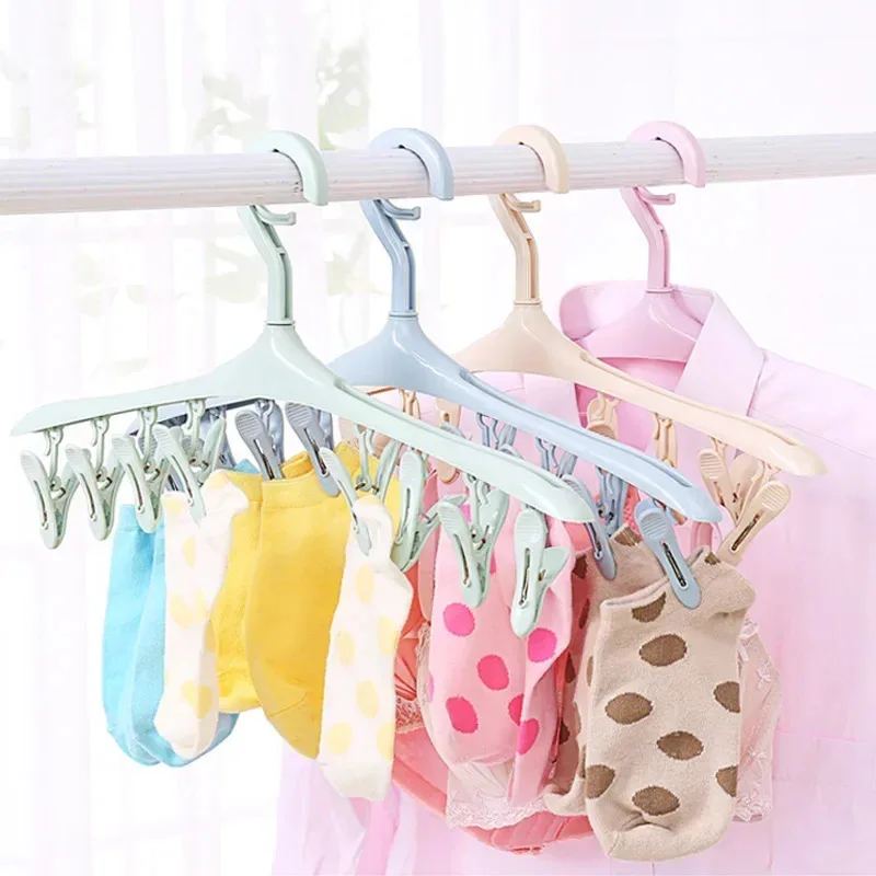 

1/2/3pcs Folding Hangers Multi-Functional Windproof Socks Clip Drying Hangers Household Plastic Clothing Socks Drying Hangers