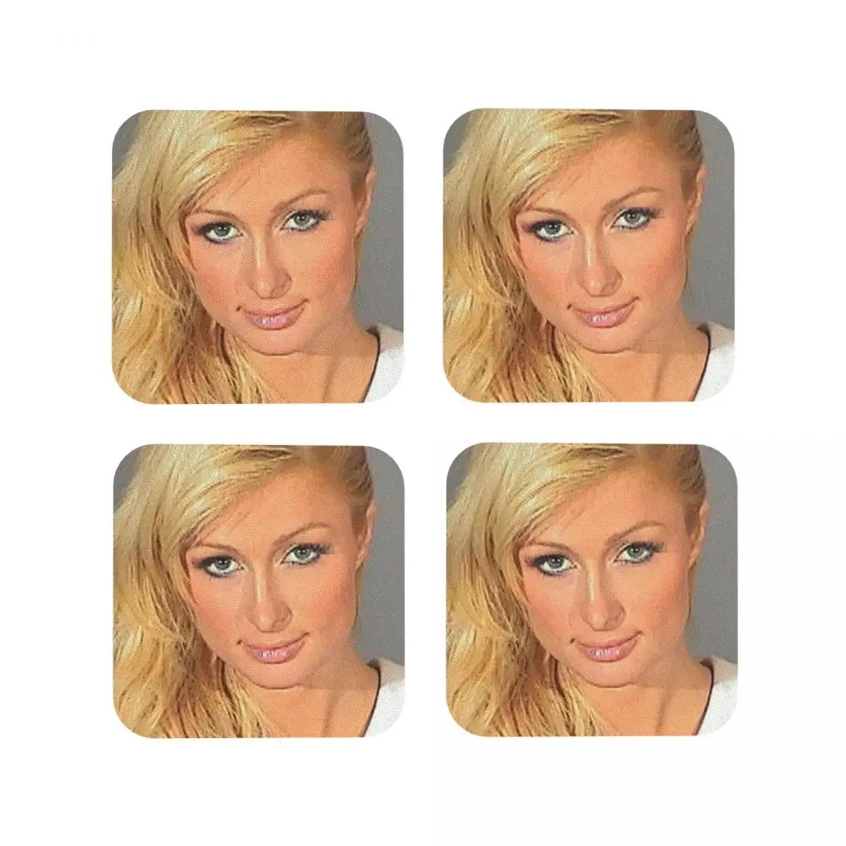 Paris Hilton's 2007 Mugsh Coasters Kitchen Placemats Non-slip Insulation Cup Coffee Mats For Decor Home Tableware Pads Set of 4