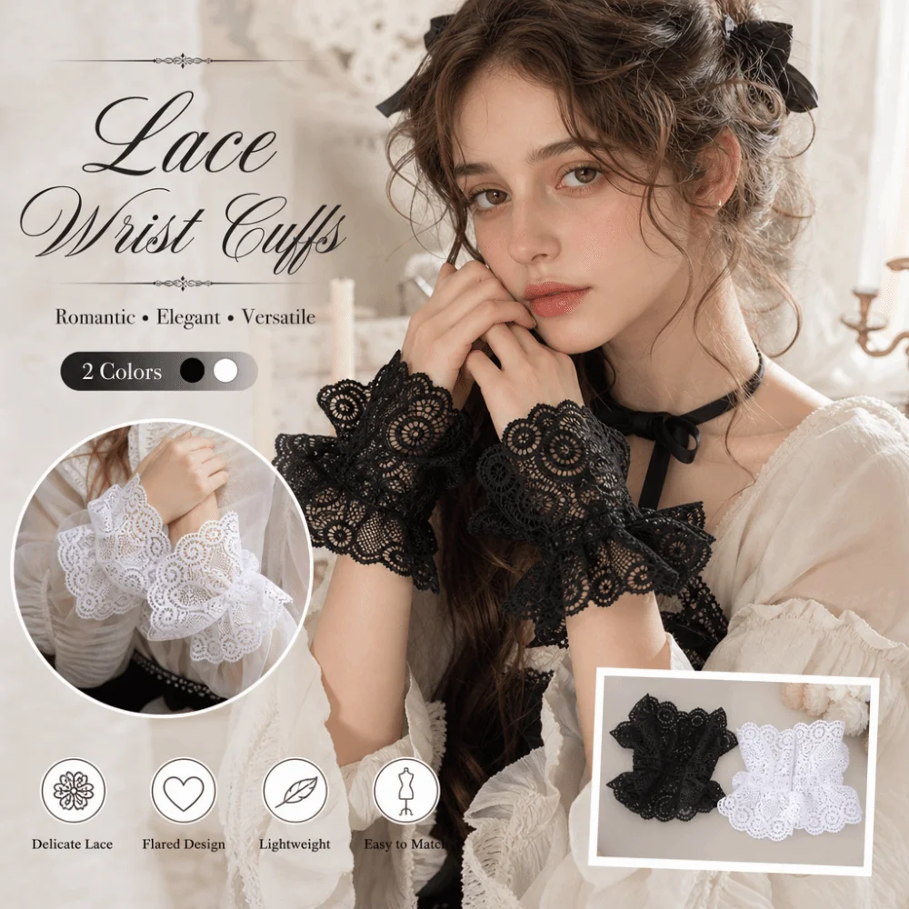 

Fashion Ruffles Pleated Detachable Cuffs White Hand Wrist Cuffs Fake Flared Sleeves Ruched Lace Fake Sleeves Cuff Wedding Decor
