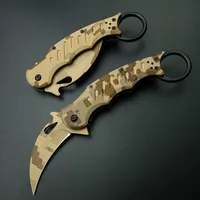 Karambits Tactical Knife OEM EDC Claw Corrosion Pattern 440C Blade Desert Handle Pocket Knifes Survival Tool Outdoor Gift