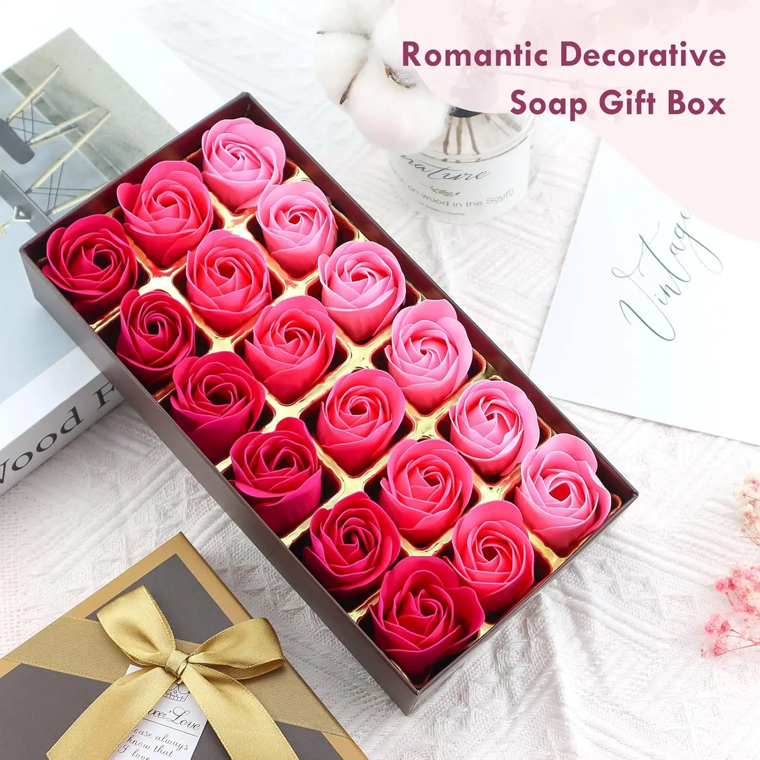 Badeseife mit Blumenduft, Rosenblütenblätter, ätherisches Pflanzenöl, Rosenseifen-Set, beste Geschenke für ihre Frauen, Mädchen, Mutter, Liebhaber, Geburtstag – Detail 4