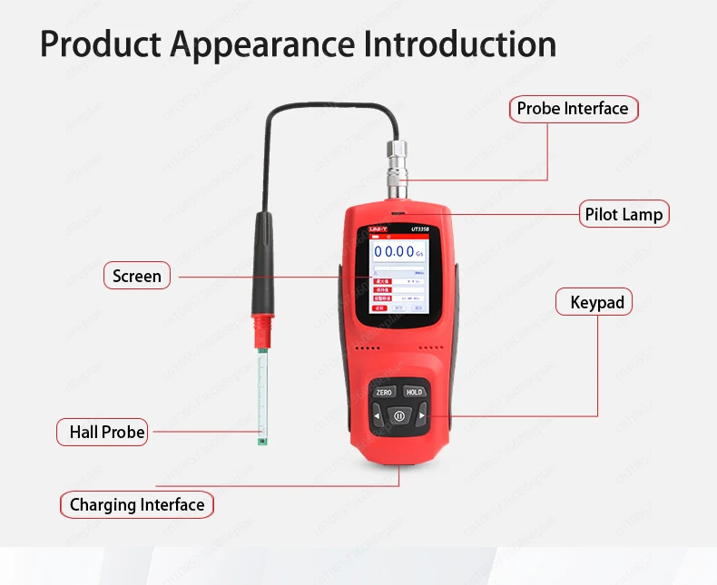 UT335C Permanent Magnet Gauss Meter Handheld Digital Tesla Meter Magnetic Flux Meter Surface Magnetic Field 1% Accuracy