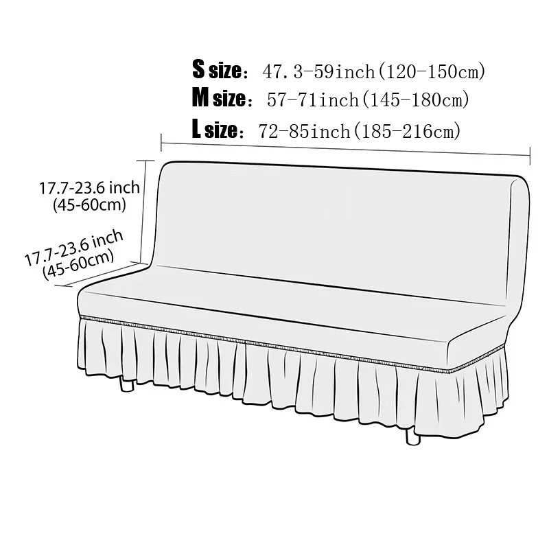 Armless Futon Cover Stretch Sofa Bed Slipcover Protector Elastic Feature Rich Textured High Spandex Small Checks jacquard