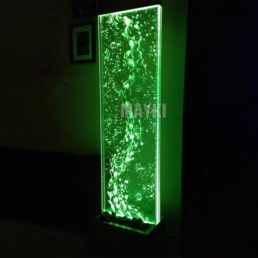 Personalizzazione. Fontana per interni Tenda per acqua a cascata Pannello per acqua da parete a bolle acriliche sensoriali Tubo a bolle a LED