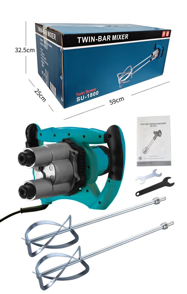 double paddle 1800W Handheld Mixer Tool Construction Building Mixing Tool Cement Drill Mixer