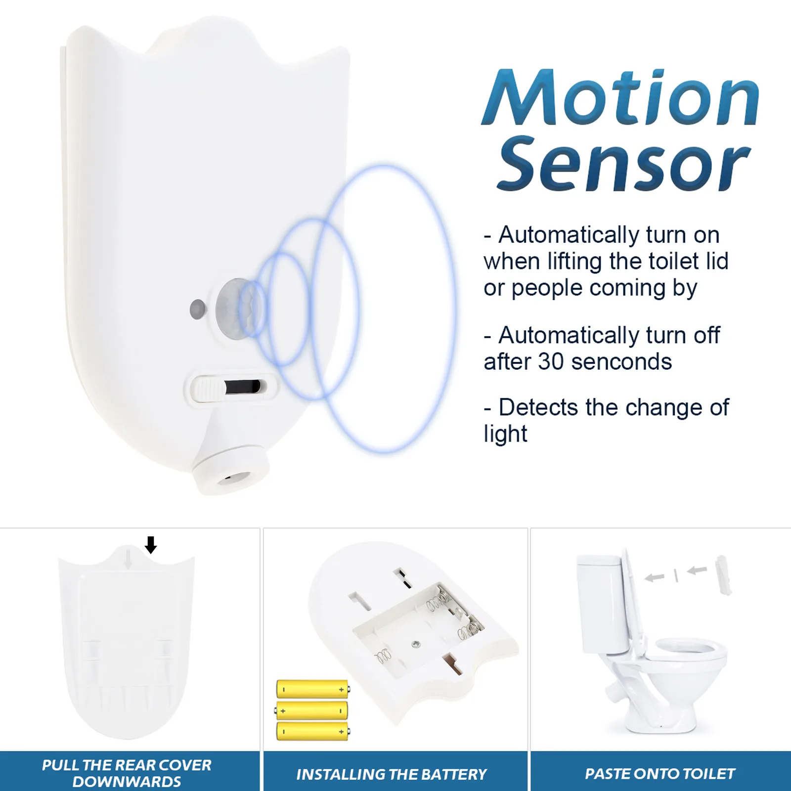 LED Toilet Seat Night Light Projector Lamp Four Pattern PIR Motion Sensor for Cute Bathroom Decor Gadgets with Toggle Switch