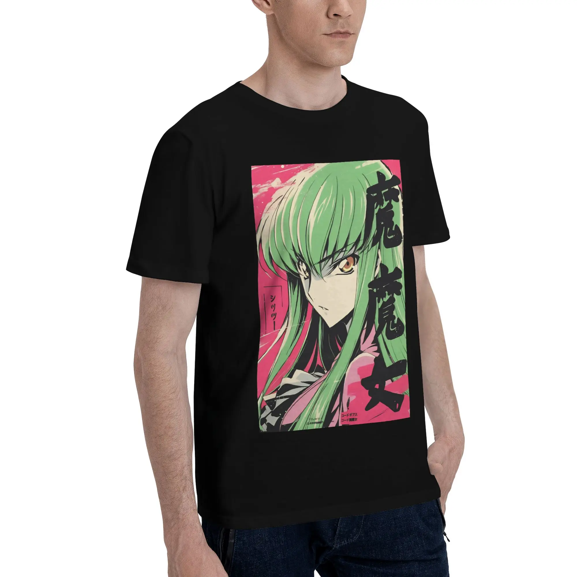 Green Hair Baddie Kiwi Rose Poster   Funny Graphic 100% Cotton T-Shirt Bandai Code Geass Tees Tops For Men