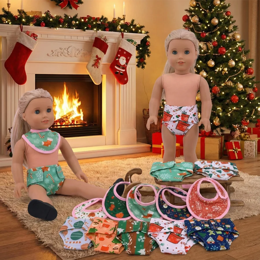 Schattig ondergoed kwijlen handdoek set 18 inch Amerikaanse pop en 43 cm pasgeboren babypop kleding kindercadeau, onze generatie