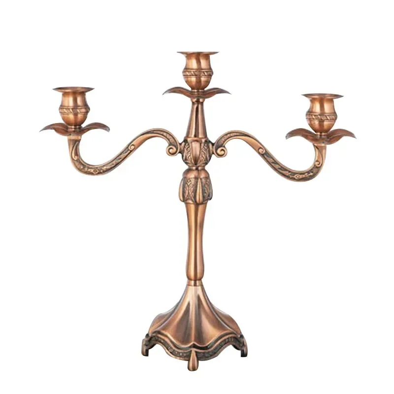 

European Metal Candlestick Retro Candle Holder Nordic 3 Head Metal Candle Holder Ornament