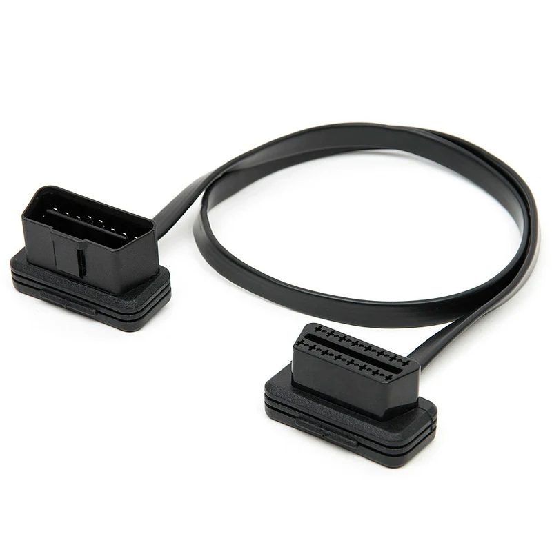 50/100/150CM Flat+Thin As Noodle 16 Pin Socket OBD OBDII OBD2 16Pin Extender Male To Female Car Scanner Extension Elbow Cable Ad view 5