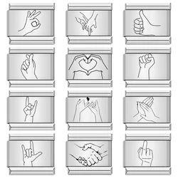 Trendy Fashions Women  Men New Hand Gesture Charm Links Fit 9mm Bracelet Stainless Steel Making DIY Jewelry