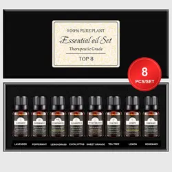 10ml Refill Fragrance Essential Oil for Perfume Diffuser Humidifier Car Home Office Air Freshener Plant Extracts Mixed 8pcs/set