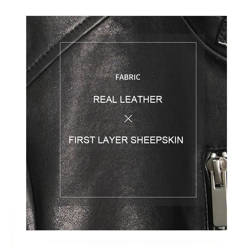 แฟชั่นคอปกผู้หญิงเสื้อแจ็คเก็ตหนังแท้ Cool Moto & Cycle หญิง Casual Zipper Elastic เอวหลวม Sheepskin แจ็คเก็ตสั้น