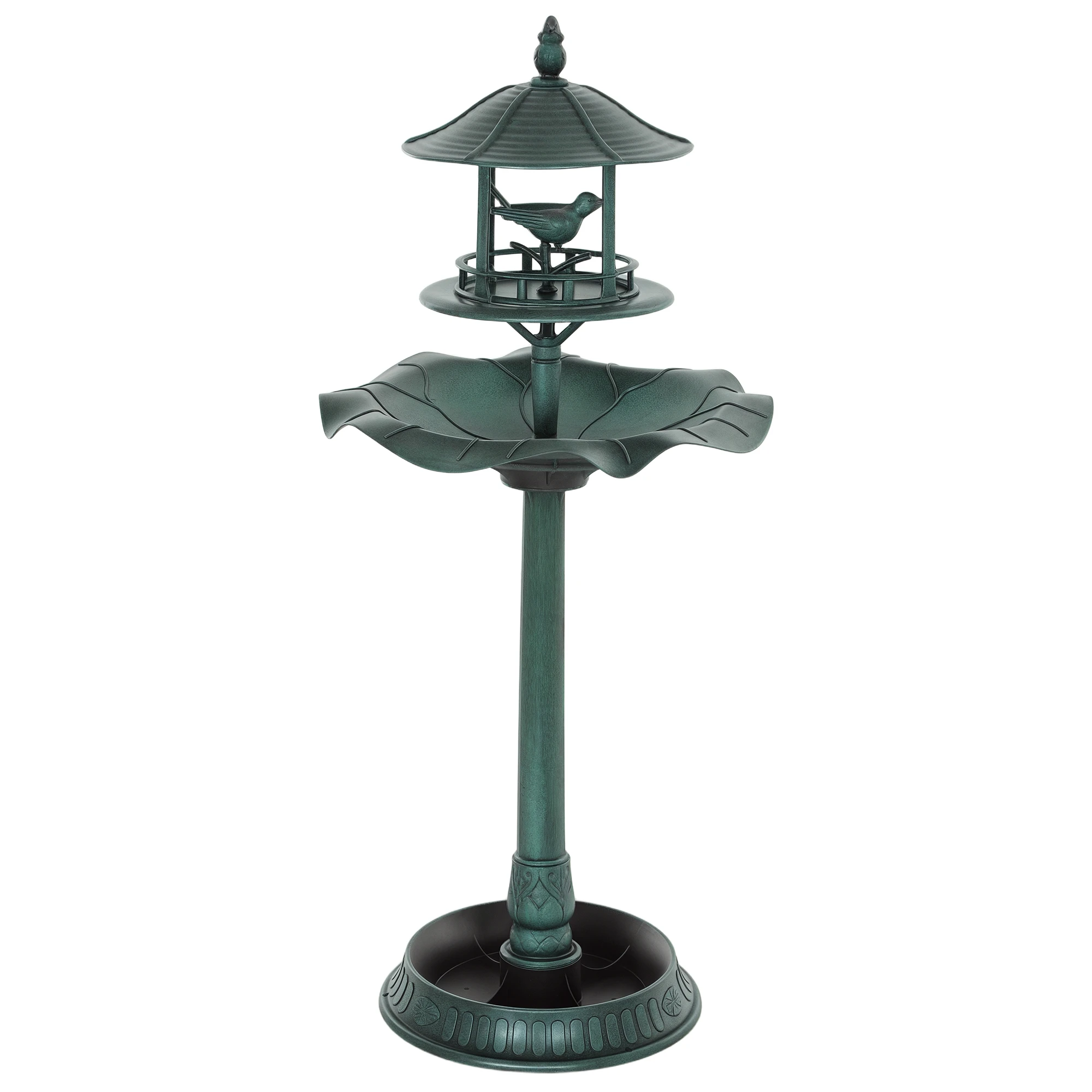 3-in-1 Outdoor Pedestal Bird Bath Garden Décor Feeder Planter Resin Freestanding
