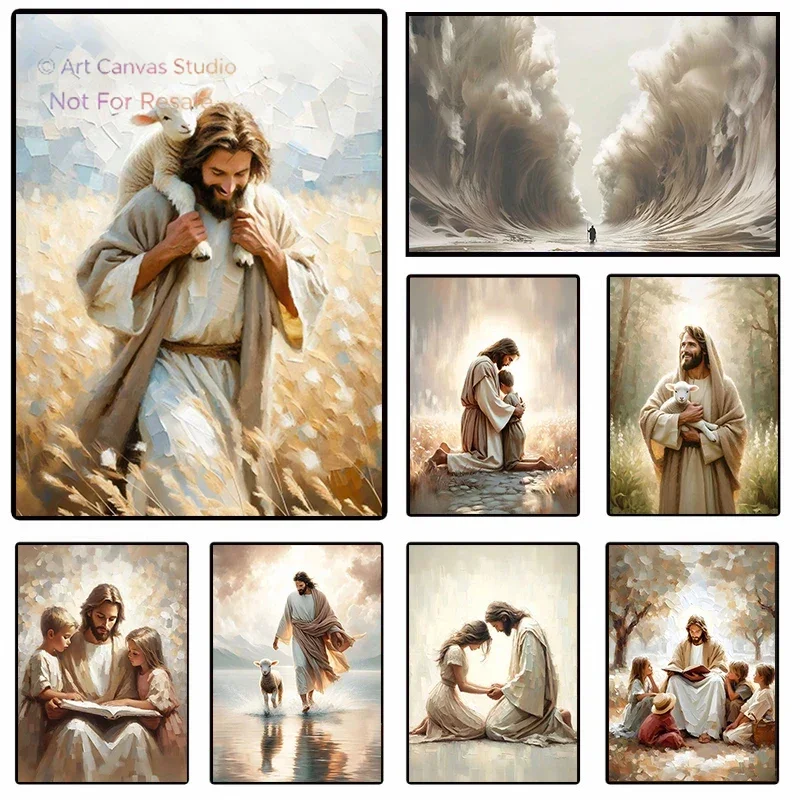 Jesus Christ Canvas Postres Christian Jesus Portrait Wall Art Print Poster I Will Walk with Christ LDS Bible Verse Gift Poste