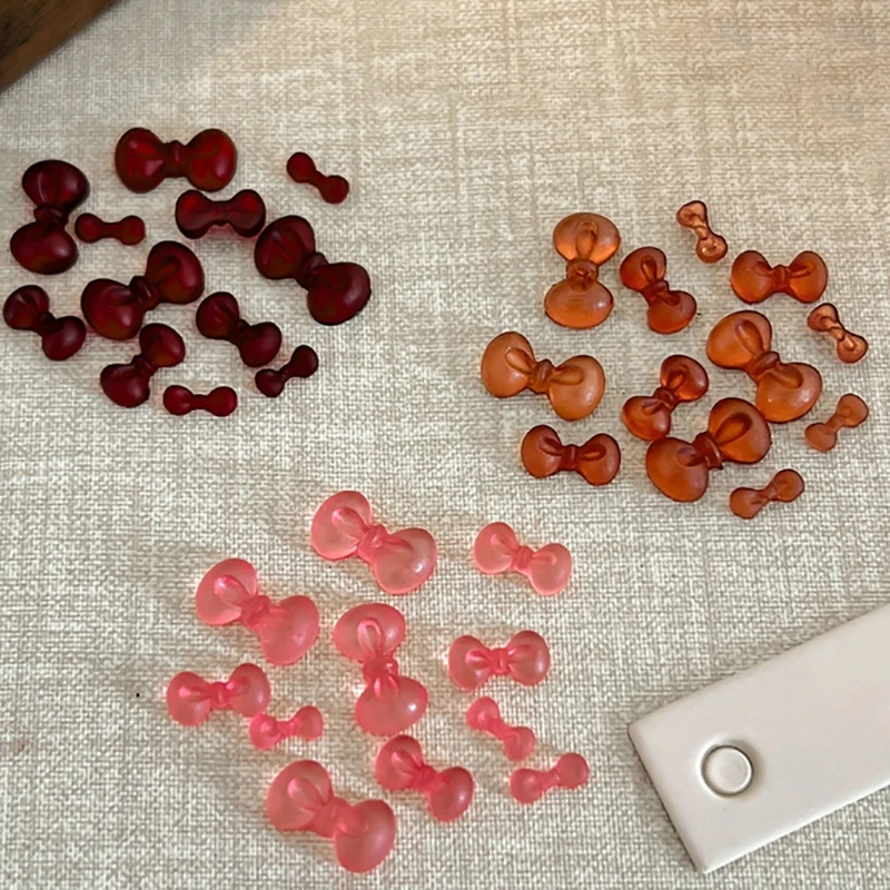 DIY الراتنج مسمار سحر مزيج أجزاء 50 قطع الشتاء القوس 3D مسمار الفن اكسسوارات لطيف ربطة القوس فيونكة مسمار الزينة