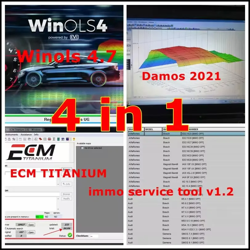 

2025 Hot WinOLS 4.7 Software de reparación de automóviles con Damos 2021 archivos ECM titanio 26100 herramienta de servicio Immo