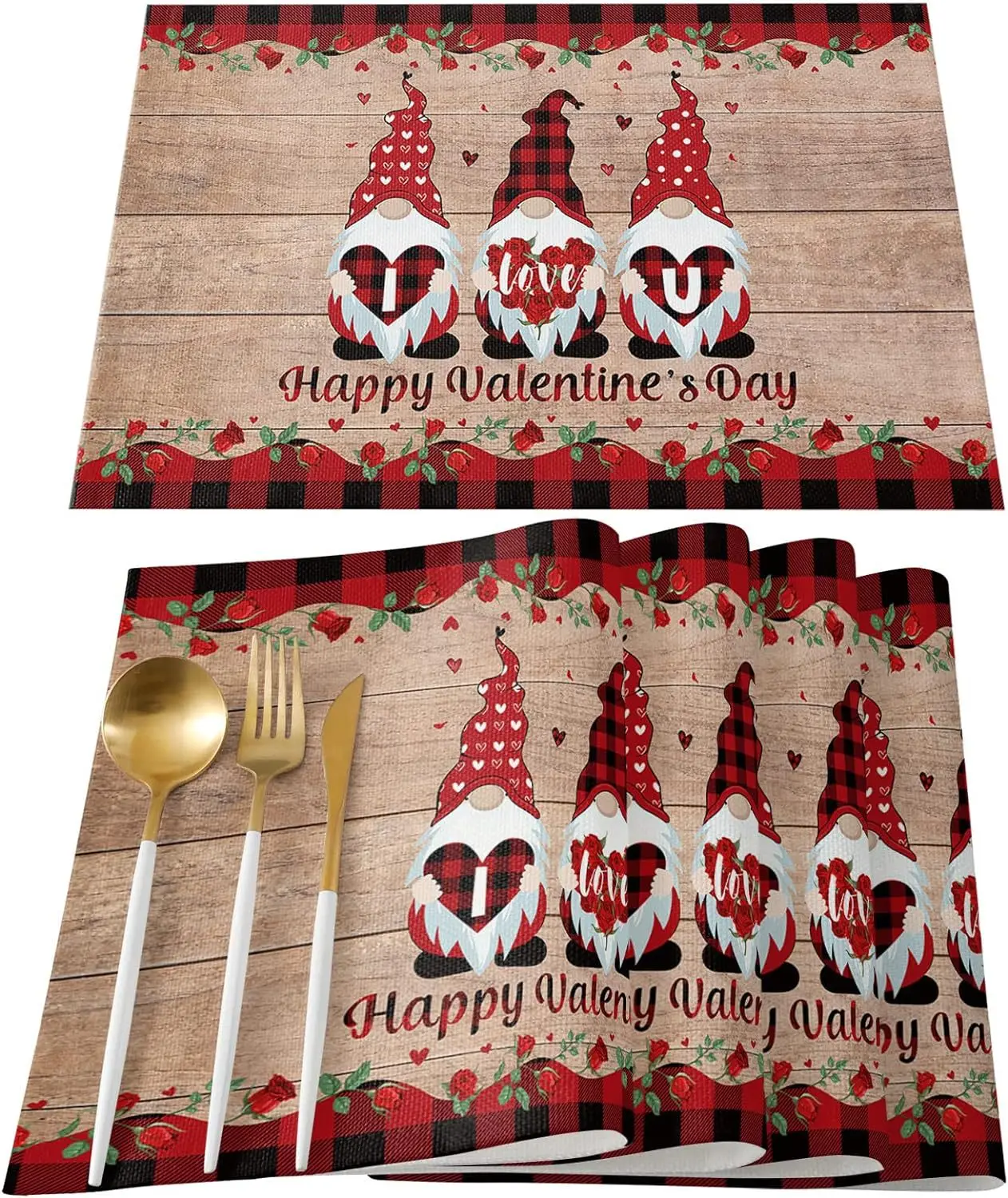 Valentine's Day placemat dining table and coffee table decoration anti fouling and heat-insulating table mat placemat