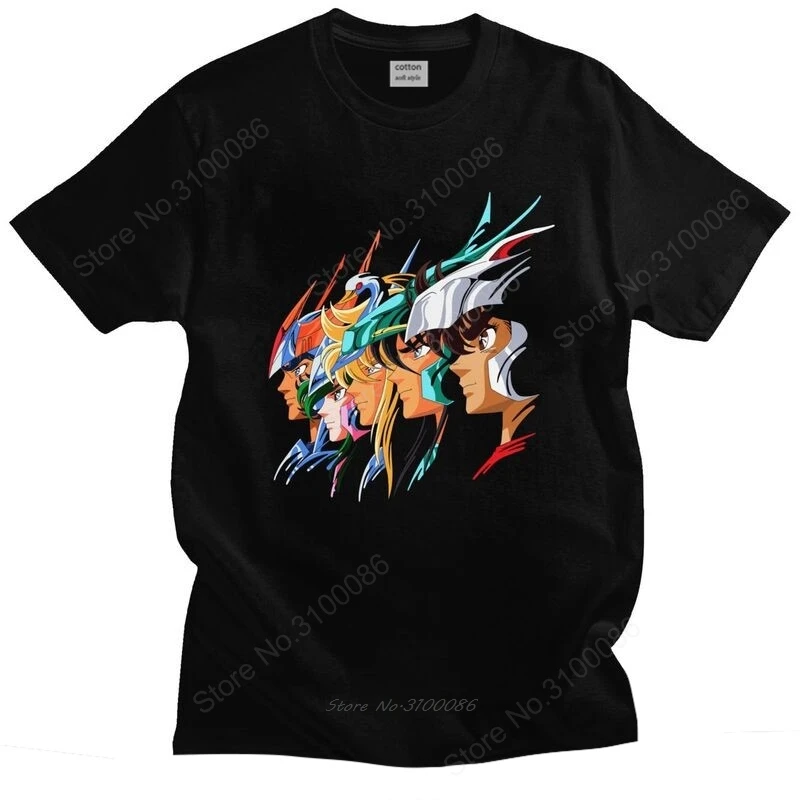 Handsome Saint Seiya Knights Of The Zodiac T Shirt Men Short Sleeved Cotton T-shirt Los Caballeros Del Zodiaco Tee Top