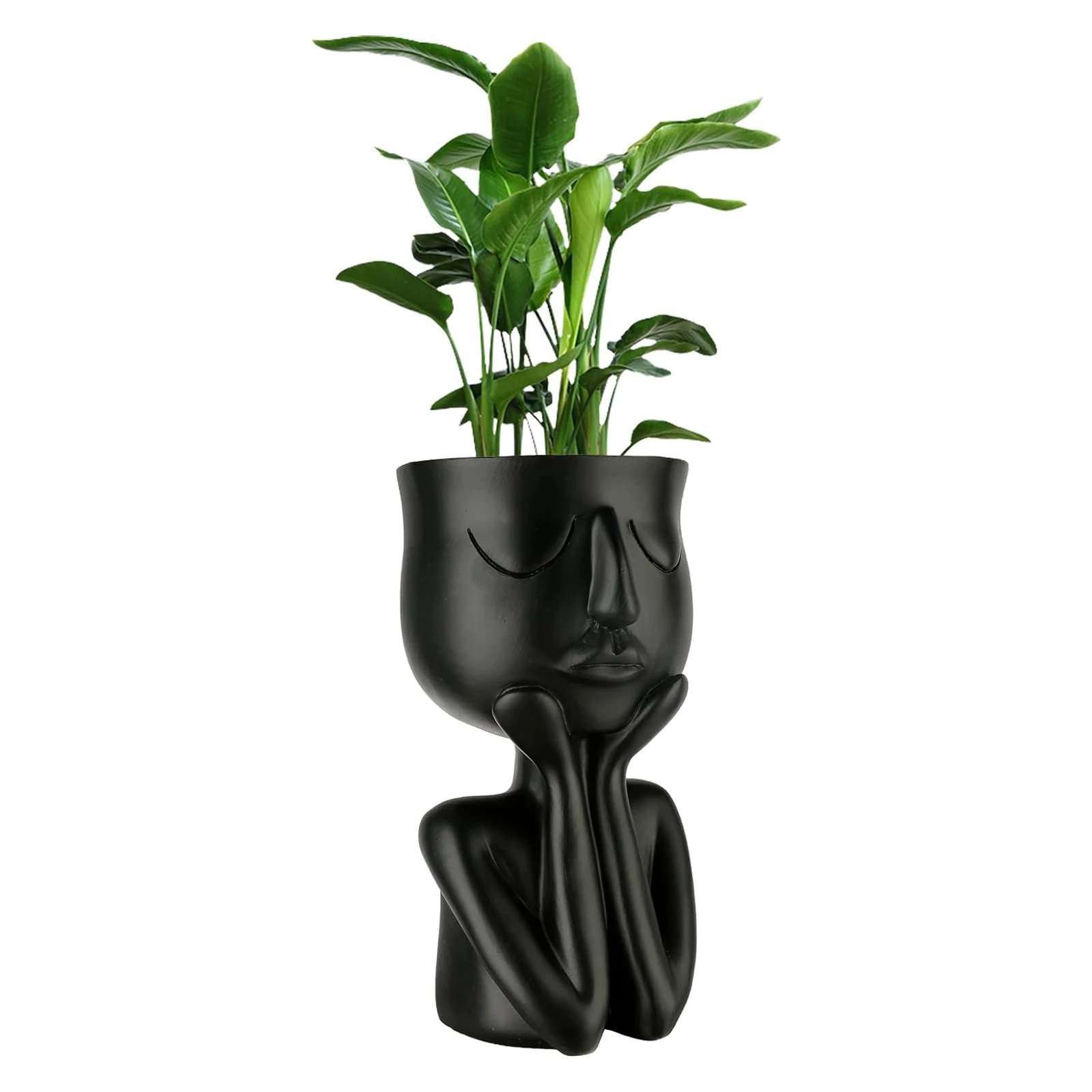 1pc black face flowerpot with resin material, cute and unique shaped vase, desktop decoration