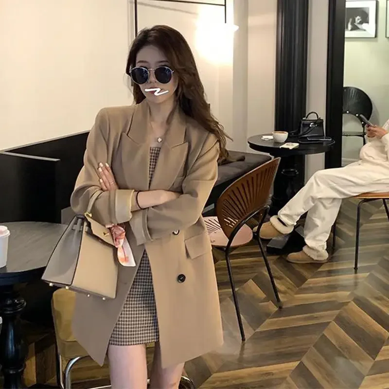 

Suit with Skirt and Blazer Summer Khaki Mini Long Sleeve Womens Short 2 Sets Two Piece Set for Women 2024 Outfit Clothing Trend