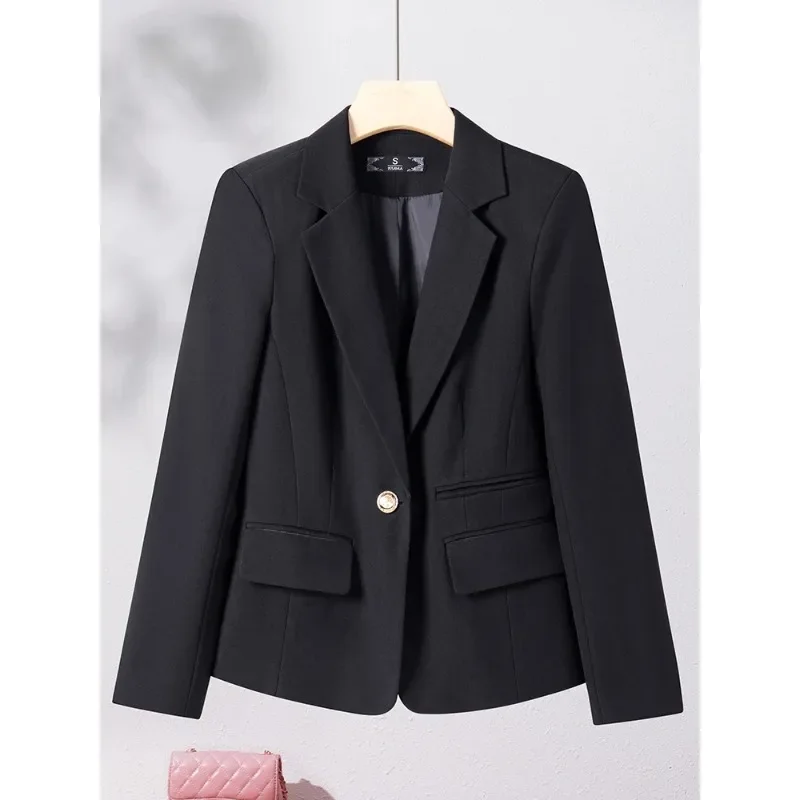 Beige nero kaki donna Blazer giacca da donna manica lunga femminile bottone singolo solido abbigliamento da lavoro cappotto formale per l'autunno inverno