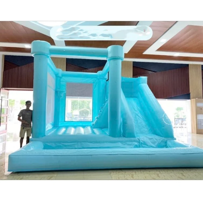 Commercial Jumping Bounce Slide White Inflatable Wedding Bouncy House With Ball Pit Pool