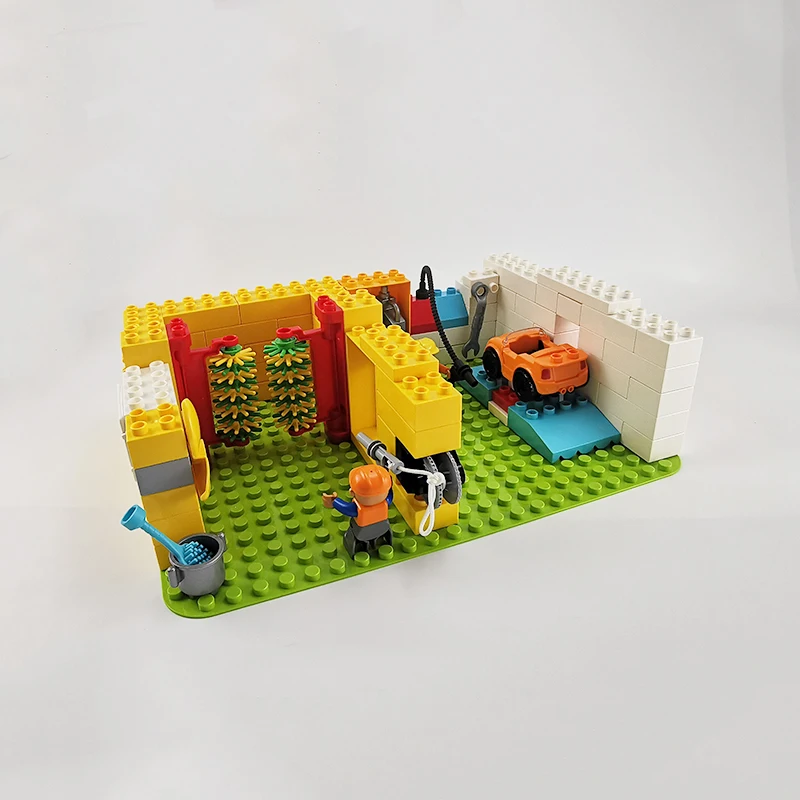 Big Building Blocks Car Wash Repair Shop Moc Architecture Assembly Accessories Compatible Large Bricks Children Educational Toys