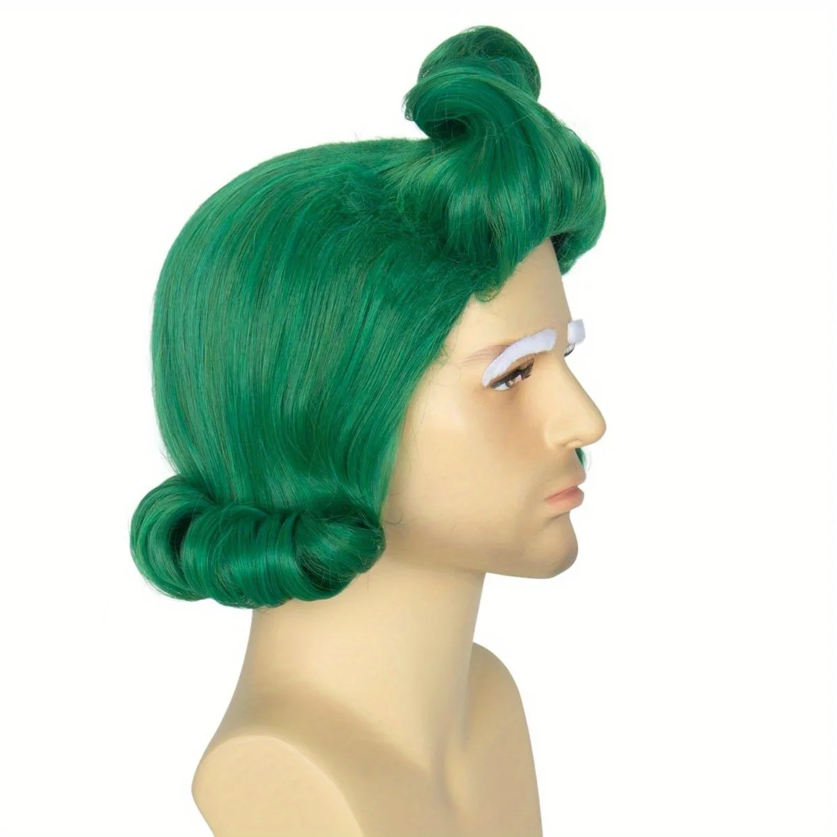 Perruque courte bouclée verte de Noël pour hommes, postiche synthétique de style Whacky, perruque de scène, perruque de cosplay, perruque de costume de Noël