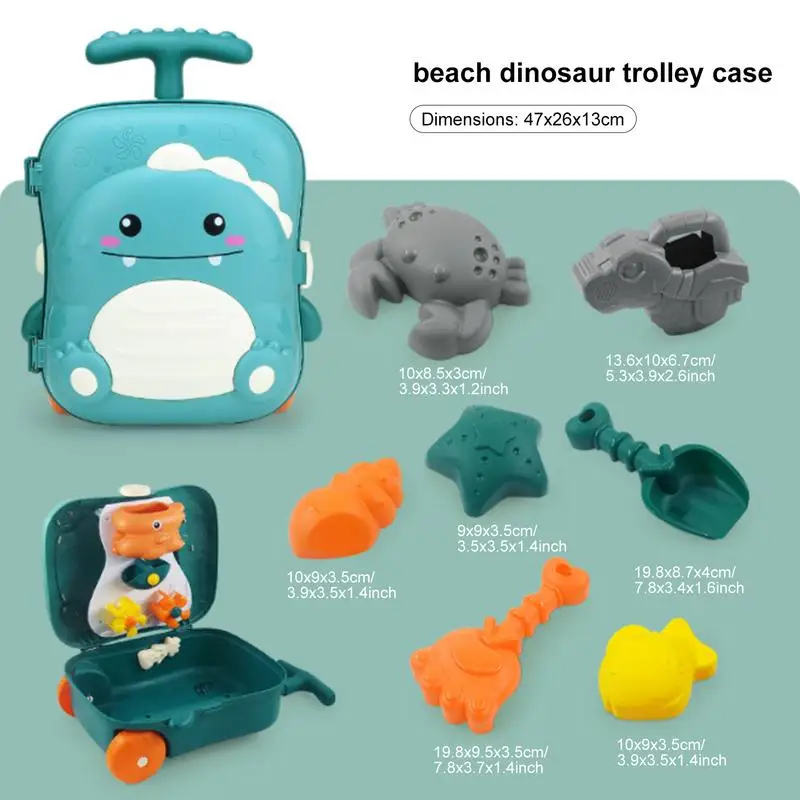 Summer Beach Toy Kit Trolley Case Sandbox Toy Fun Kids Sand Beach Toy Includes Shovel Sand Molds Rake Watering Can Educational