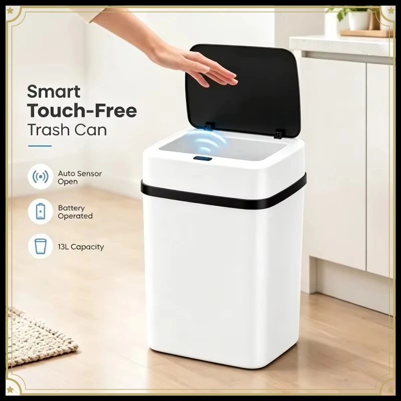 2026 2026 New 13L Smart Automatic Touch Free Trash Can Motion Sensor Battery Powered Dustbin for Kitchen Bathroom Home Office Indoor - Aliexpress Deal