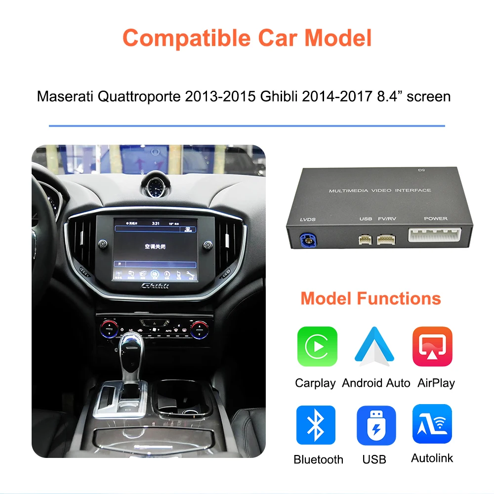 Bonroad Wireless Carplay Android Auto Interface Smart Decoder Box für Maserati Quattroporte Ghibli Airplay Mirror Retrofit Kit – Detail 3