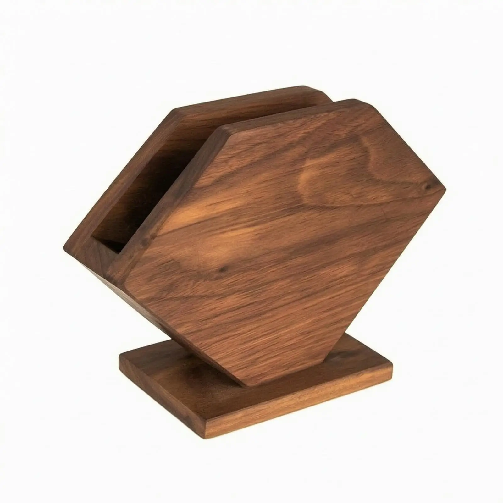 Desktop Tissue Holder Geometric Wooden Tissue Holder Compact Natural for Desk, Reception Counter