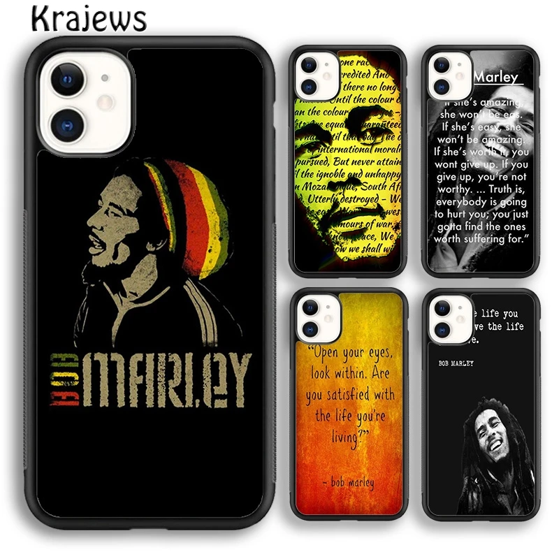 Krajews Bob Marleys Quotes Rasta Reggae Phone Case Cover For iPhone 16 15 14 plus XS XR 11 12 mini 13 pro max Fundas