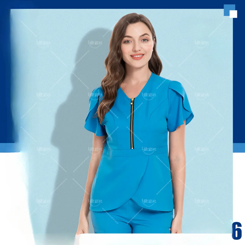 Salone di bellezza abbigliamento da lavoro donna uniformi termali a maniche corte dentista assistenza sanitaria infermiere Scrub top medico Scrub abiti da lavoro