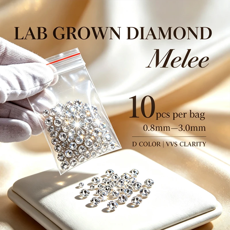 Wholesale D VVS Lab Grown Diamonds Without IGI Certificate 0.8mm-3.0mm 10 Pcs/Bag Factory Price Excellent Cut Super White Stone