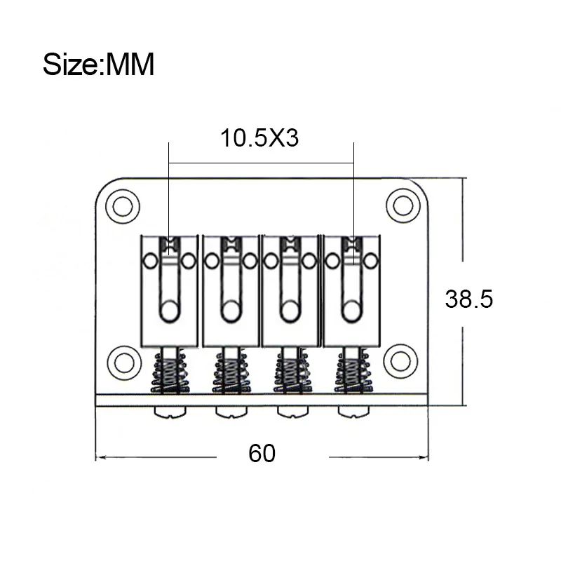 60x38.5mm 4-String Guitar Roller Bridge Fixed Hardtail Bridge Roller Saddles Top-Loading For Cigar Acoustic Box Guitar Parts