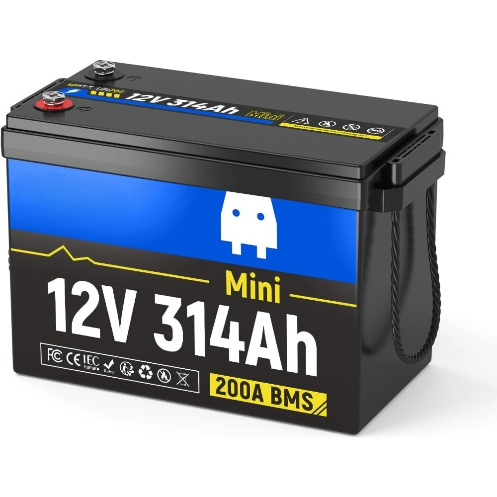 Mini bateria litowa LiFePO4, ulepszone radiatory chłodzące i przewody w oplocie, BMS 200A i energia 4,01 kWh, ponad 4000 cykli, idealna do kamperów