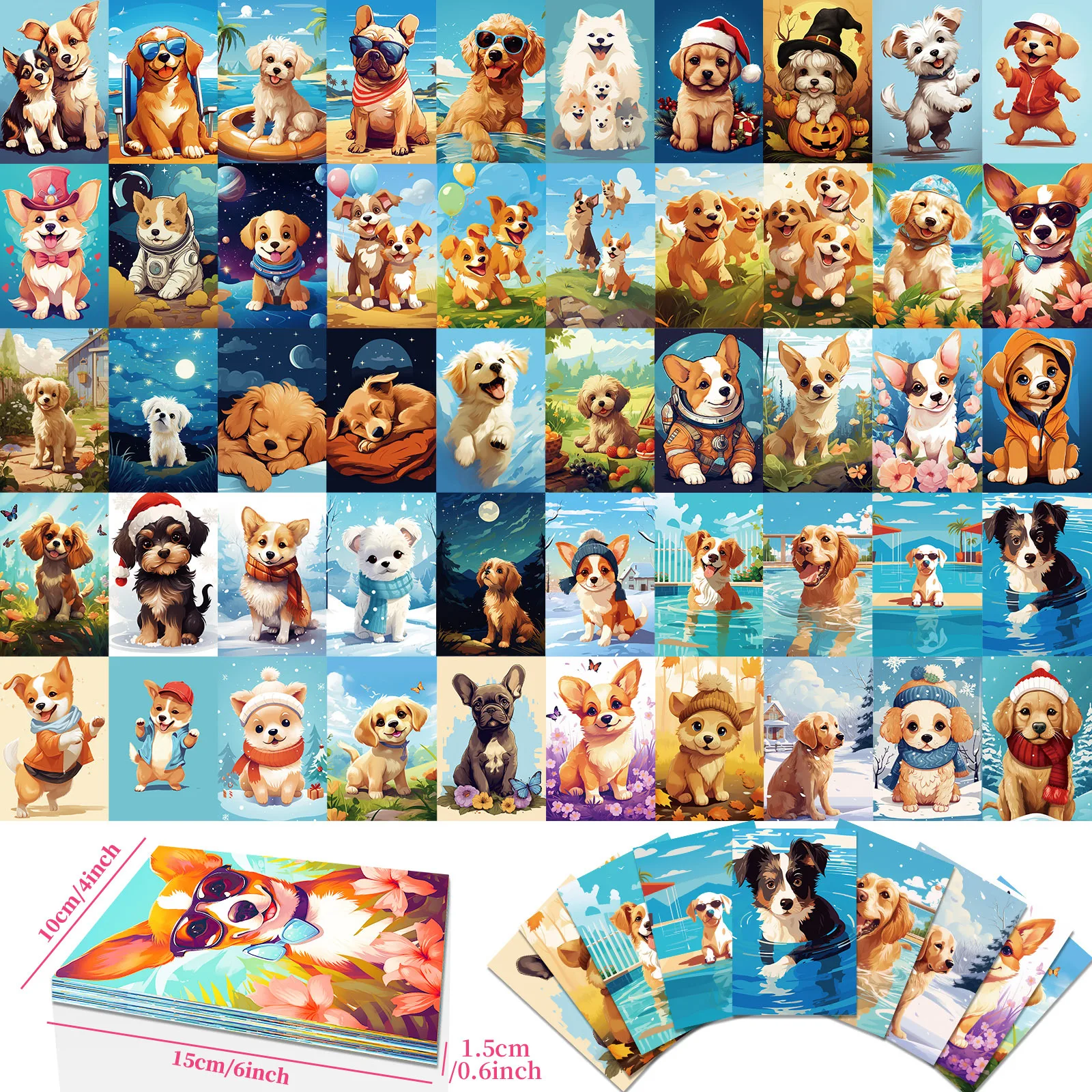 10/30/50PCS New DIY Dog Postcard Pack Sticker Cartoon Graffiti Creative Anime iPad Computer Car  Decoration Waterproof Wholesale