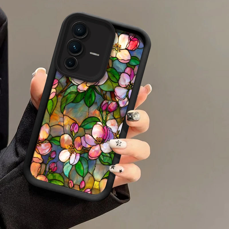 

Soft Silicone Phone Case For Vivo V60 V50 V29 V27E V27 V25 V23 V23E V40 Pro V30 SE Fashion Flower Pattern Shockproof Matte Cover