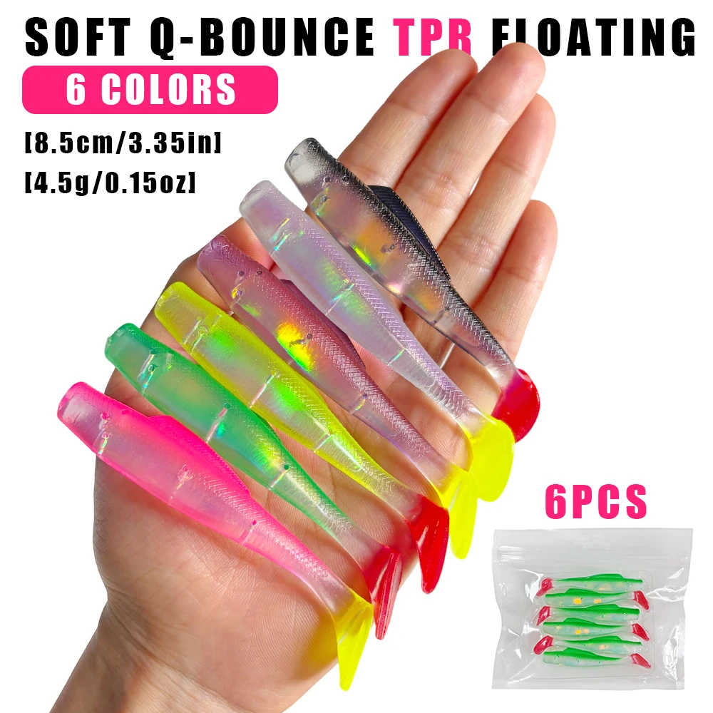 6 Stück/Set TPR Schwimmender Weichköder 85mm 4,5g Laser Leuchtender Paddle T-Tail Swimbait Wobbler Angelköder Bass-Angelzubehör Pesca – Detail 1