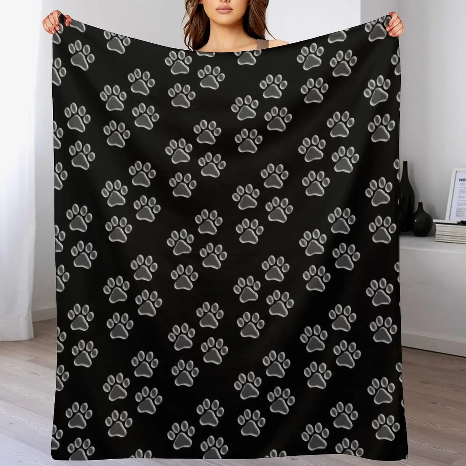 dog paw Throw Blanket Color Fast Cozy Throw Blanket